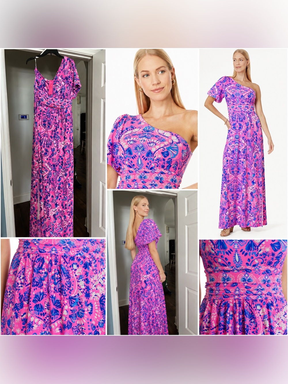 Lilly Pulitzer Solana One-Shoulder Print Maxi Dress NWT Size XL
